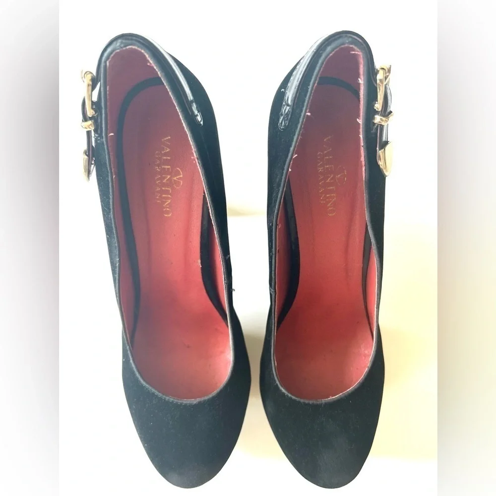 Valentino Garavani Suede pumps platform Heel shoes black size 40 us 10